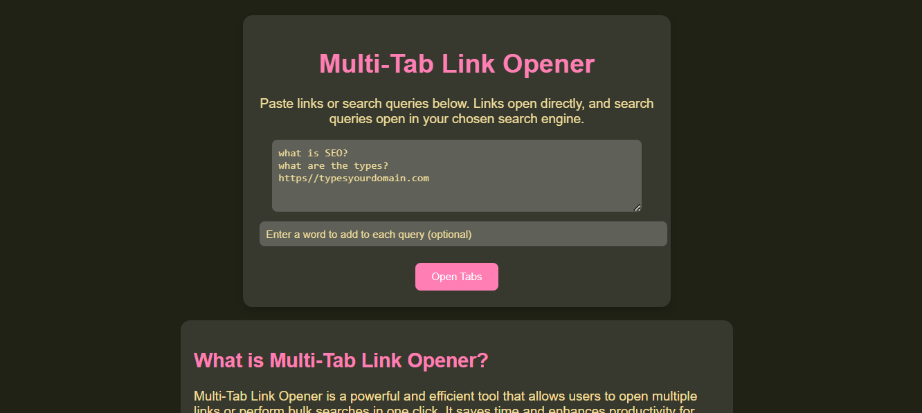 Multiple URL Tab Opener